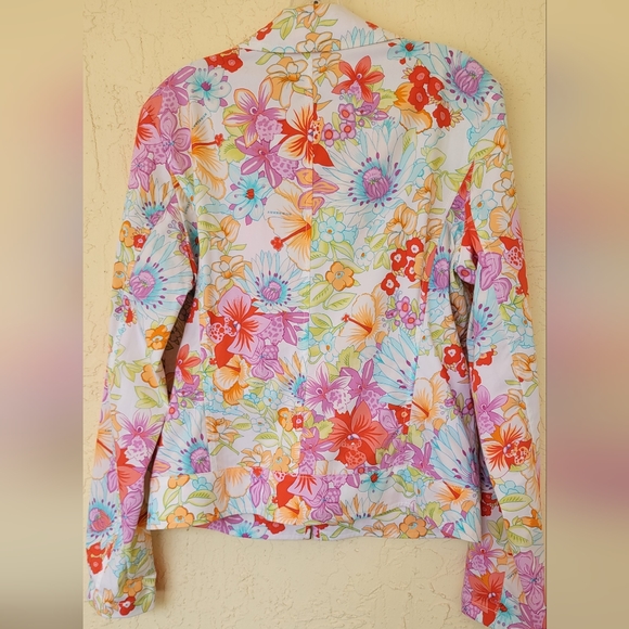 Burberry Flower 🌸 RARE Jacket / Coat Women Girl Purple Orange Green Red White - Picture 11 of 11